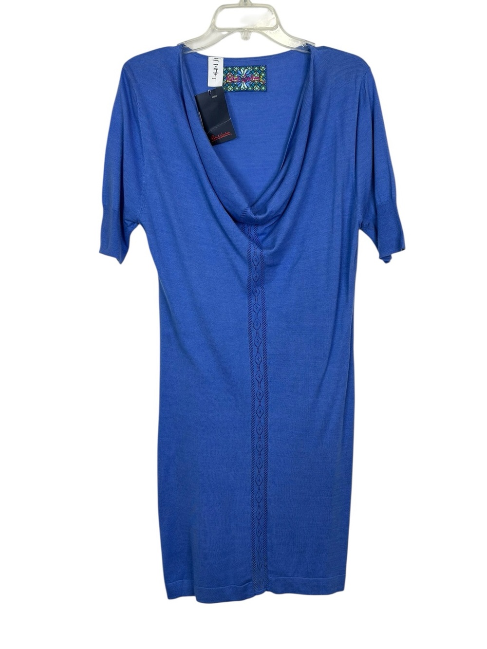 Robert Graham Blue Cowl Neck Knit Dress, Large